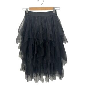 Tiered Tulle Midi Skirt Black Fairy Grunge Whimsigoth Gothic Balletcore S